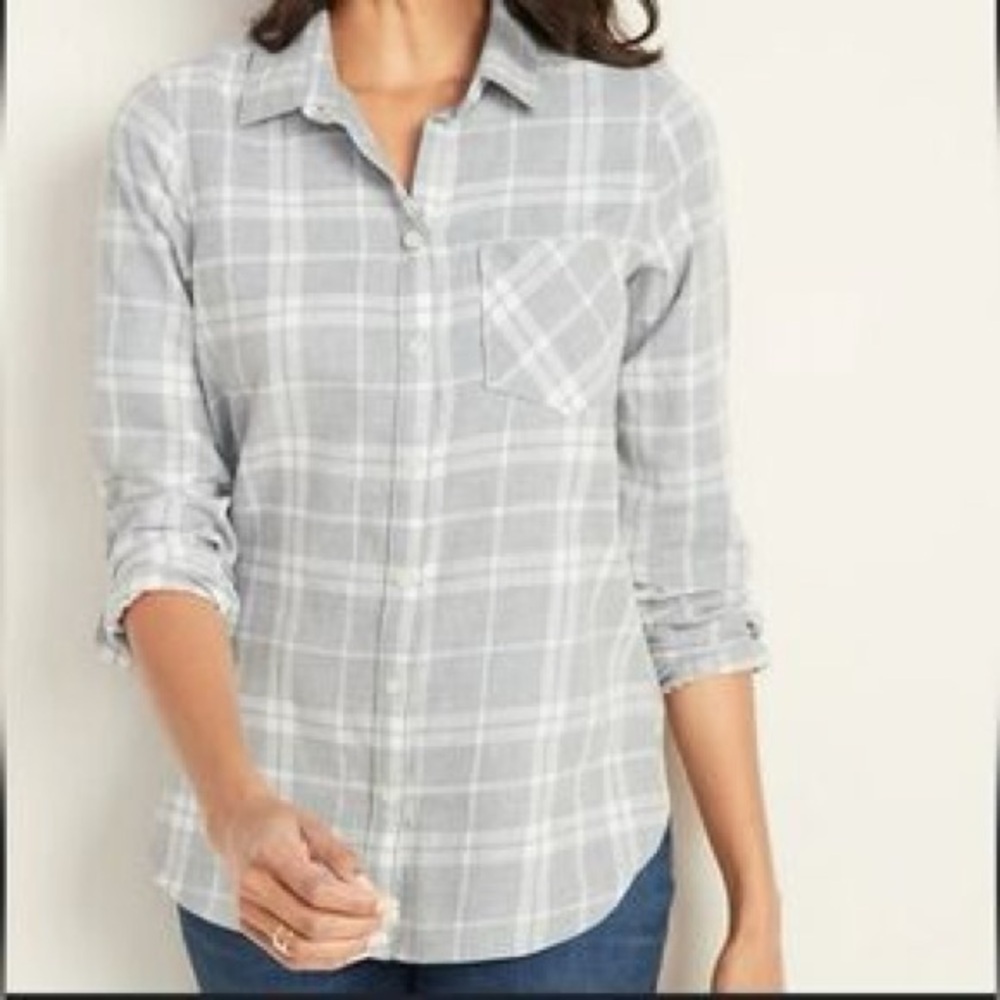 Old Navy Classic Gray Plaid Shirt